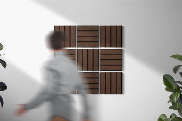 Wood Slat Acoustic Wall Panel - Dark Tones